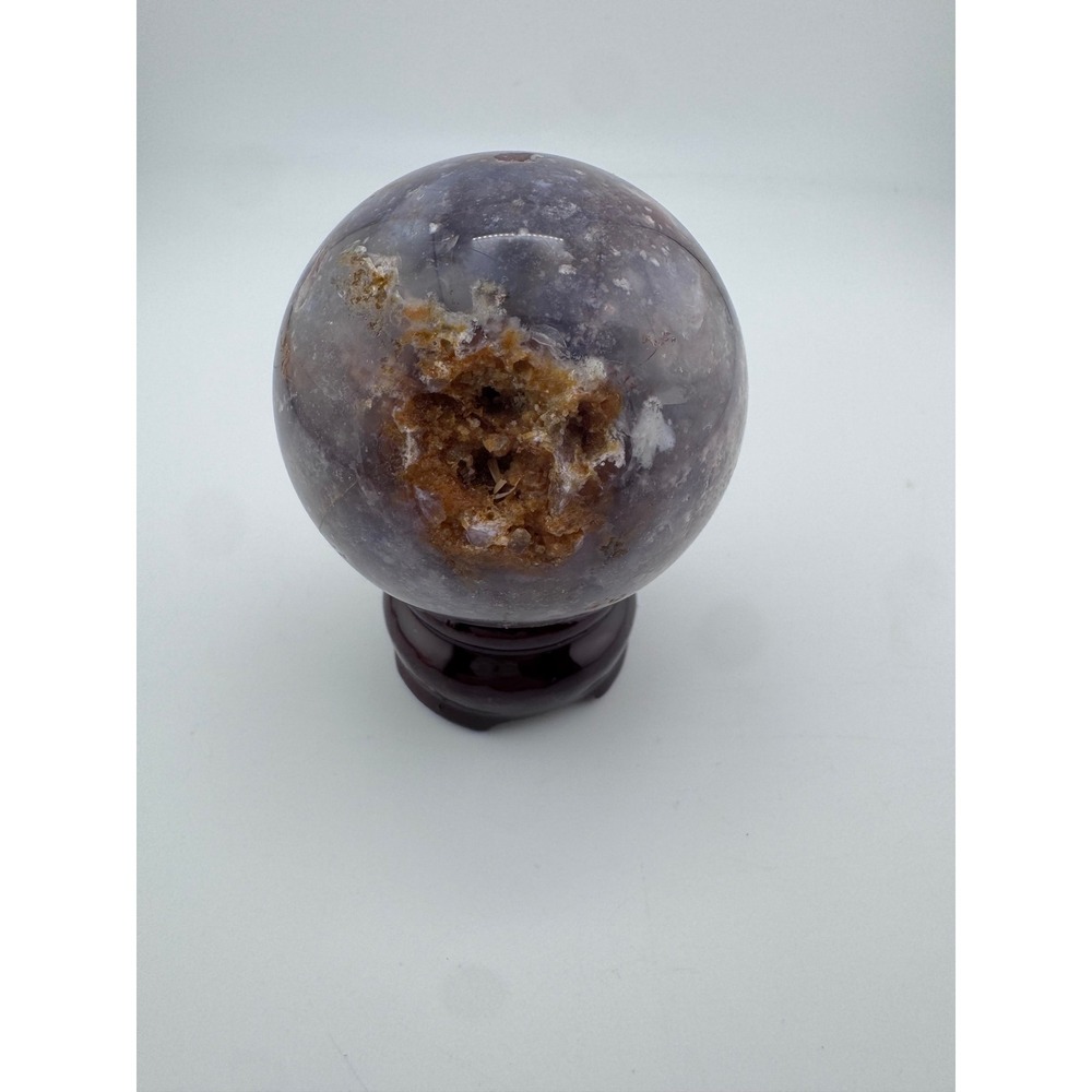 Blue Flower Agate Sphere Crystal Druzy Pocket 2.31in